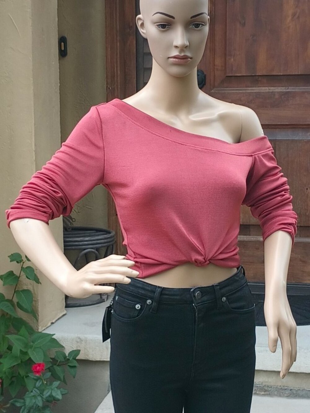Off The Shoulder Top by Free People, size M, red brick color